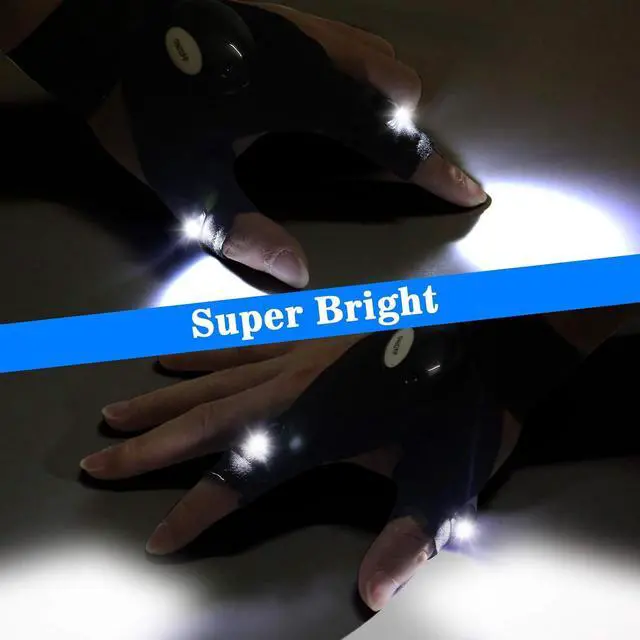 Alt view image 4 of 7 - LED Flashlight Gloves, Gifts for Men Him Boyfriend Husband, Cool Gadget Finger Lights Waterproof for Camping Fishing Repairing, Fathers Day Christmas Birthday Gift