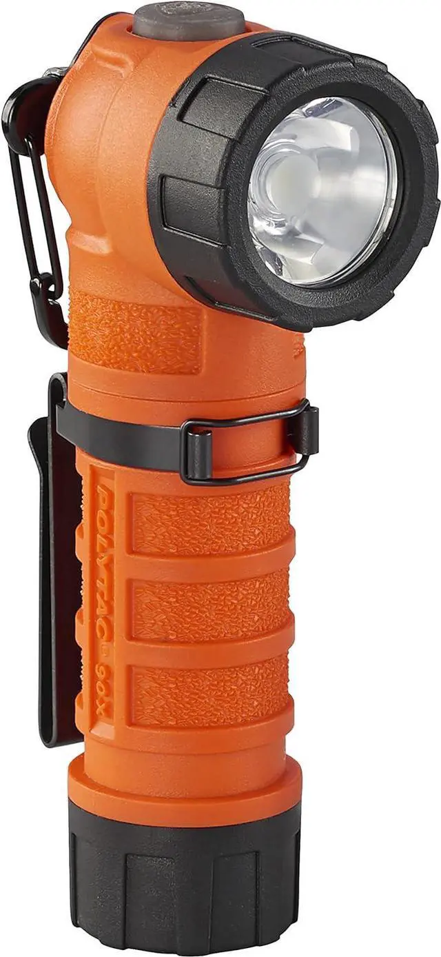 Alt view image 3 of 6 - Streamlight 88837 PolyTac 90X USB 500-Lumen 7,000-Candela LED Right Angle Flashlight with Gear Keeper, Rechargeable Capable, Orange