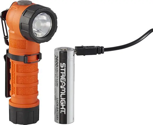 Alt view image 6 of 6 - Streamlight 88837 PolyTac 90X USB 500-Lumen 7,000-Candela LED Right Angle Flashlight with Gear Keeper, Rechargeable Capable, Orange