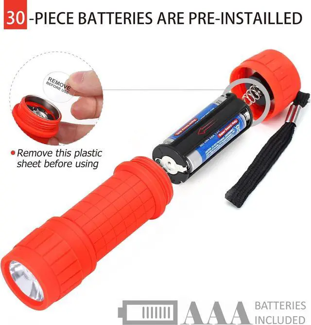 Alt view image 4 of 6 - 10-Pack Super Bright 100-Lumen (1W) LED Mini Flashlight Set AAA Dry Batteries are Included and Pre-Installed