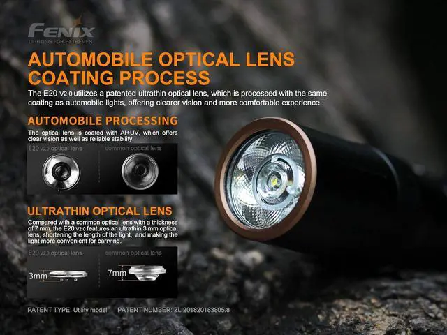 Alt view image 4 of 7 - Fenix E20 V2 350 Lumen LED Tactical Flashlight with Two EdisonBright AA Alkaline Batteries