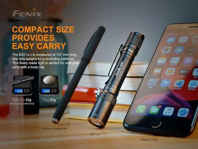 Alt view image 6 of 7 - Fenix E20 V2 350 Lumen LED Tactical Flashlight with Two EdisonBright AA Alkaline Batteries