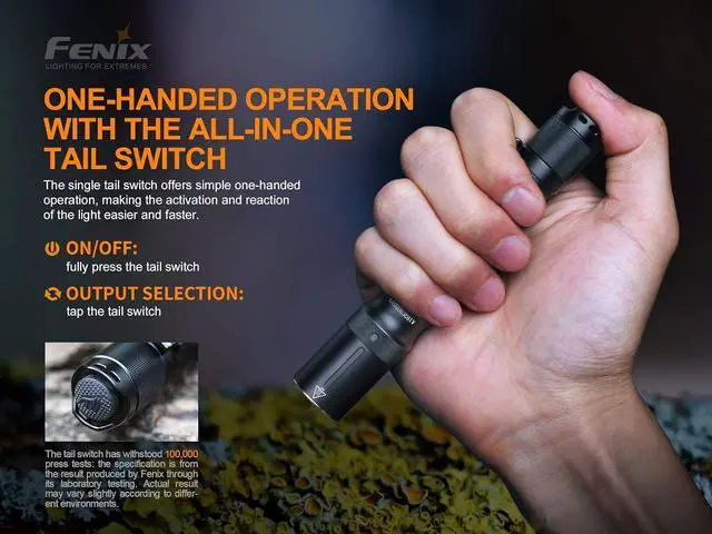 Alt view image 7 of 7 - Fenix E20 V2 350 Lumen LED Tactical Flashlight with Two EdisonBright AA Alkaline Batteries