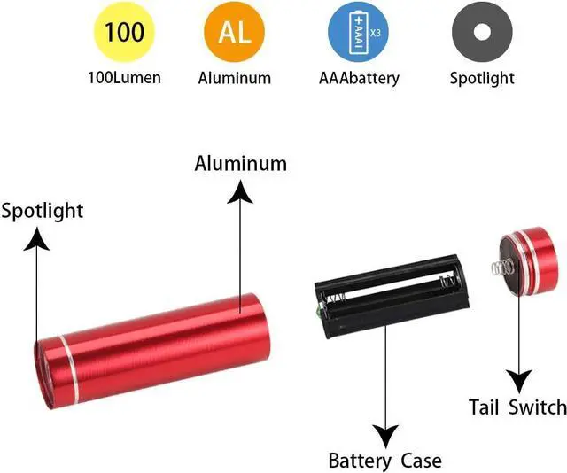 Alt view image 2 of 7 - KunHe 6 Pack Red Light Mini LED Flashlight Small Flashlights Flash Light for Astronomy Aviation Night Animal Observation