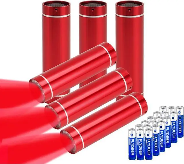 Main image of KunHe 6 Pack Red Light Mini LED Flashlight Small Flashlights Flash Light for Astronomy Aviation Night Animal Observation