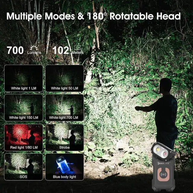 Alt view image 3 of 7 - WUBEN X3 EDC Keychain Flashlight with Rechargeable Charging Box 180 Degree Rotating Head Mini Flashlight Ip65 Waterproof Magnet Pocket Flashlight 10 Mode Type-C Lanyard for Camping, Outdoor, Gift