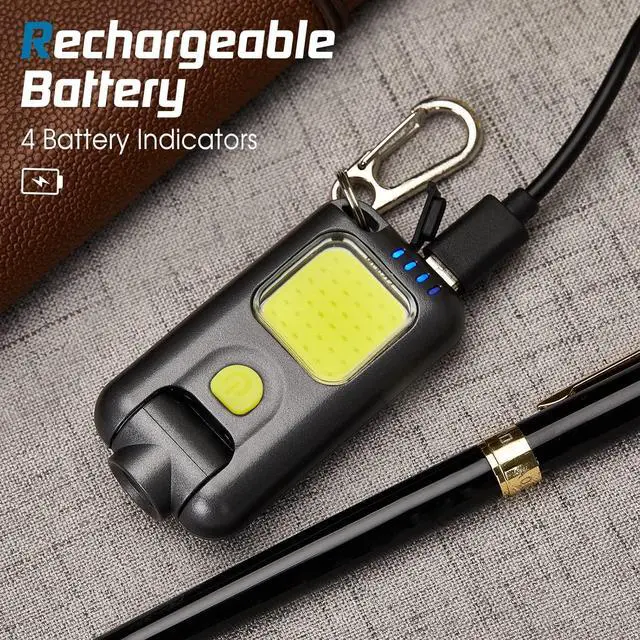 Alt view image 7 of 7 - EGUKU LED Small Flashlight, 800Lumens 180°Rotatable Rechargeable COB Keychain Flashlights 5 Modes Bright Mini Portable Pocket Light Clip-on Hat Light EDC Compact Keyring Light for Camping Running