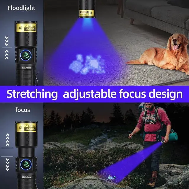 Alt view image 2 of 6 - DARKBEAM UV 365nm Flashlight Black Light LED, Ultraviolet Flashlights, Powerful Rechargeable USB -C Woods Lamp, Focusable Water Resistant, Pet Urine & AC Leak Detection, for Curing Resin