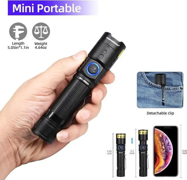 Alt view image 4 of 6 - DARKBEAM UV 365nm Flashlight Black Light LED, Ultraviolet Flashlights, Powerful Rechargeable USB -C Woods Lamp, Focusable Water Resistant, Pet Urine & AC Leak Detection, for Curing Resin