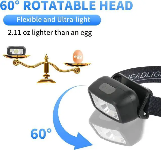 Alt view image 4 of 7 - Headlamp Rechargeable, 4 Pack White Red Headlamp Flashlight, Motion Sensor Head Lamp Flashlight, 8 Mode for Outdoor Camping Running Cycling (4 pack)