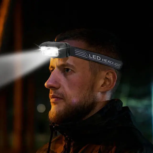 Alt view image 5 of 6 - Headlamp Rechargeable 4 Pack White Red Headlamp Flashlight Motion Sensor Head Lamp Flashlight 14 Mode for Outdoor Camping Running Cycling (4 Pack)