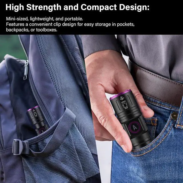 Alt view image 5 of 7 - UV Flashlight 365nm, Black Light Flashlight LED, USB Rechargeable UV Light, Blacklight Flashlights for UV Resin Light Curing, Leak Detection and Pet Urine Detection