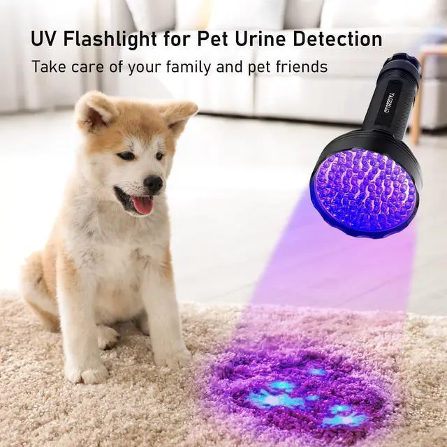 Alt view image 3 of 6 - Blacklight Flashlight 128 LED UV Flashlights Upgraded Bright Ultraviolet Flashlight Professional Black Light for Dog/Cat Hunting Scorpions
