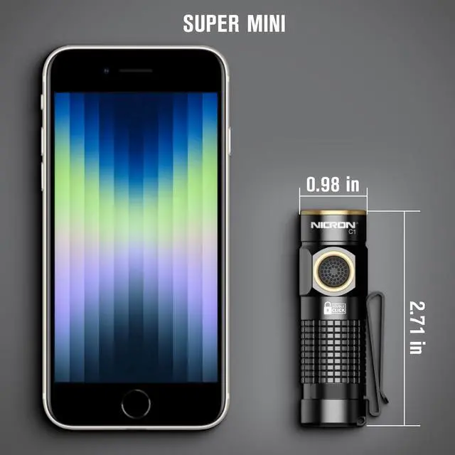 Alt view image 2 of 7 - NICRON 1200 Lumens EDC Flashlight with Magnet, Rechargeable Pocket Light Compact High Lumens Handheld Light, C1 Mini Flashlight 7 Modes for Outdoor Camping, Hiking (Black)
