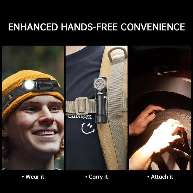 Alt view image 6 of 7 - Wurkkos Flashlight Rechargeable 1200 Lumens Small Flashlights with Magnet - HD10 Right Angle Flashlight with Anduril 2.0 RGB UI, IP68 Pocket Flash Light for Headlamp Use,Working,Hiking,Climbing-4000K
