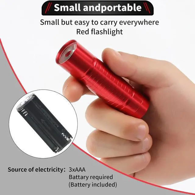 Alt view image 3 of 6 - 6 Pack Red Light LED Flashlight Mini, Red Flashlight Red Torch for Astronomy, Aviation, Night Observation and Animal Observation
