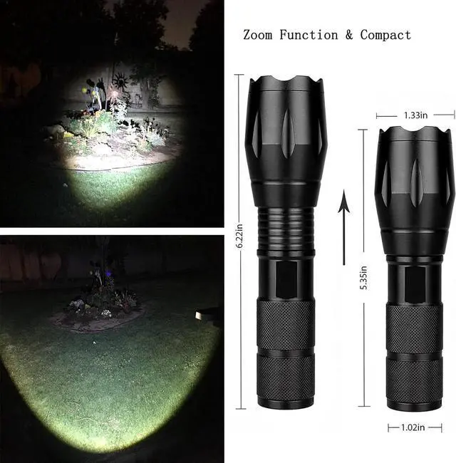 Alt view image 3 of 5 - Military Grade Flashlight High Lumen 5 Modes Water Resistant LED Tactical Torch Flash Light, 2 Pack