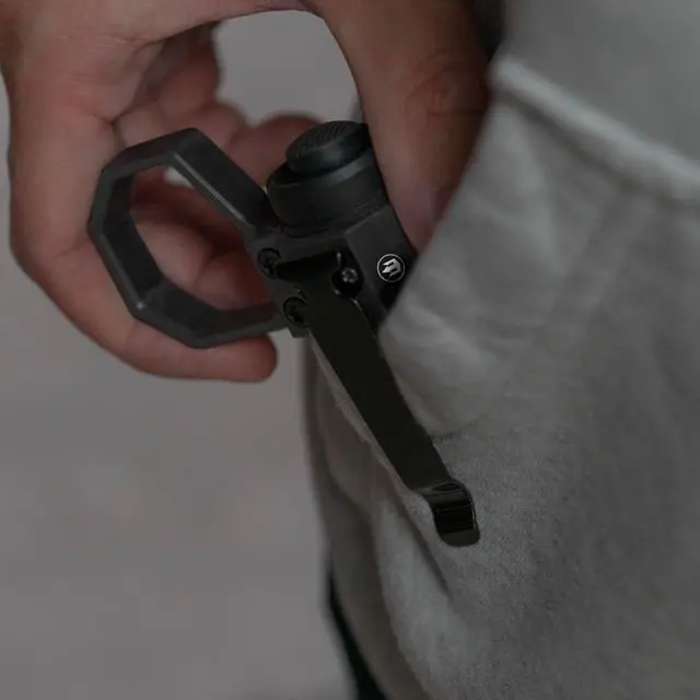 Alt view image 6 of 7 - Triton Cottos 6061 T6 Aluminum Flashlight Ring for Most 1" Flashlights with Detachable Pocket Clip, Flashlight Retention Ring