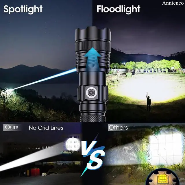 Alt view image 3 of 6 - Flashlights High Lumens, 25000lm Super Bright Flashlight USB Rechargeable-1600Meter Long Beam LED Flashlights(Included Battery)- Zoomable Spotligh Flash Light Waterproof for Home Emergency Camping