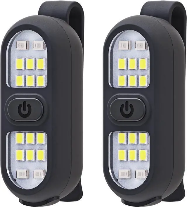Main image of 2 Pack Clip on Flashlights, Running Light for Runners Rechargeable Safety Lights for Walking at Night Hands Free Flashlight Portable LED Work Light Warning Flashing Camping Hiking Walking Dog Black