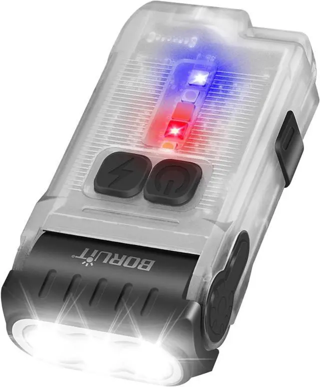 Main image of BORUIT V15 Small Flashlight Powerful Super Bright with 80° Swivel Head, Clip Magent Warm Red Blue COB Light - Mini Pocket Keychain EDC Flashlights USB Rechargeable IP67 LED Flash Light
