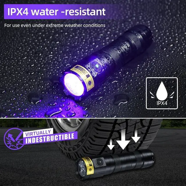 Alt view image 6 of 7 - DARKBEAM UV Flashlight 395nm Black Light, 3 LEDs 20W Powerful Ultraviolet Flashlights Rechargeable, Mini Woods Lamps Long Life for Resin Curing, Pet Urine Detection, UV Nail Glue, AC Leak