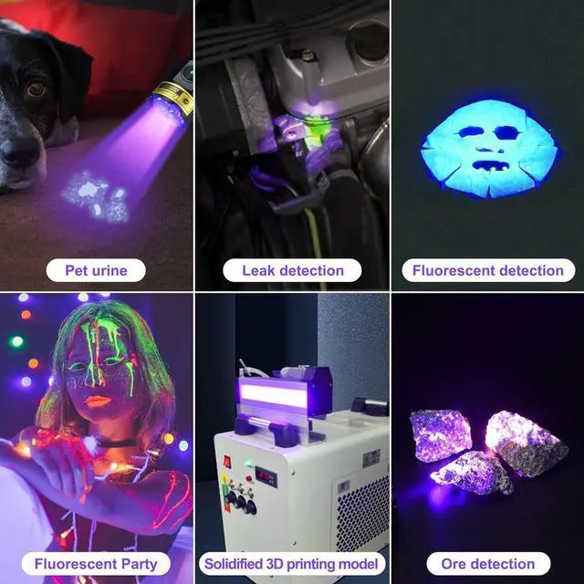 Alt view image 7 of 7 - DARKBEAM UV Flashlight 395nm Black Light, 3 LEDs 20W Powerful Ultraviolet Flashlights Rechargeable, Mini Woods Lamps Long Life for Resin Curing, Pet Urine Detection, UV Nail Glue, AC Leak