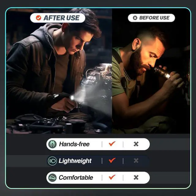 Alt view image 6 of 7 - ThxToms LED Flashlight Gloves for Men, Christmas Birthday Gift for Dad | Hands-free LED Gloves with Dual Bright Lights, Ideal Christmas Stocking Stuffer for Men, Dad, Husband, Camping and Repair Use