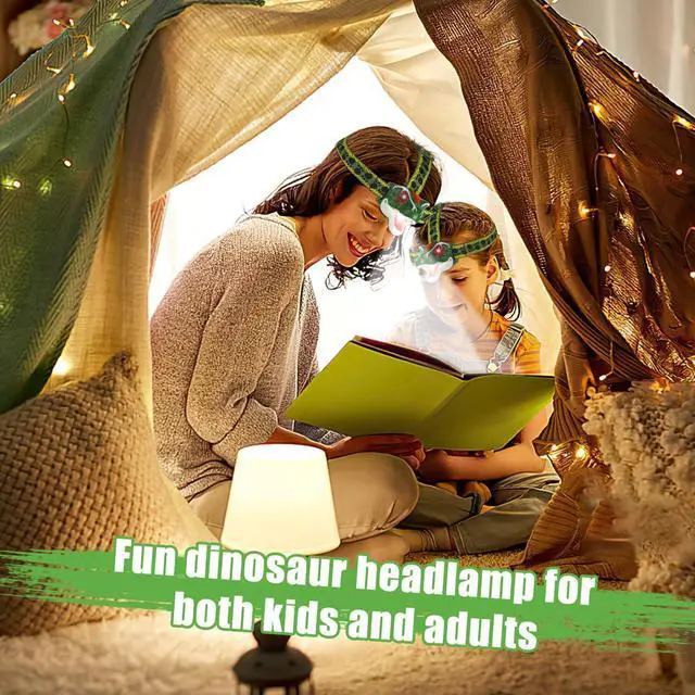 Alt view image 4 of 7 - LED Kids Headlamp Battery Powered Flashlight T Rex Dinosaur Toy Stocking Stuffers Outdoor Headlight Gift for Boys Girls Toddlers Easter Halloween Christamas