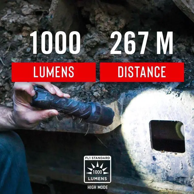 Alt view image 4 of 7 - COAST POLYSTEEL 600 1000 Lumen LED Flashlight with Pure Beam Twist Focus Stainless-Steel Core Crushproof Black