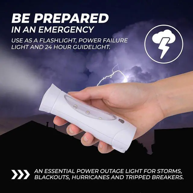 Alt view image 3 of 7 - Amerelle LED Emergency Lights For Home Power Failure, 3 Pack - Triple Function Power Failure Light and Plug In Flashlight Combo, With Rechargeable Battery - Be Snow Storm & Hurricane Ready (71134)