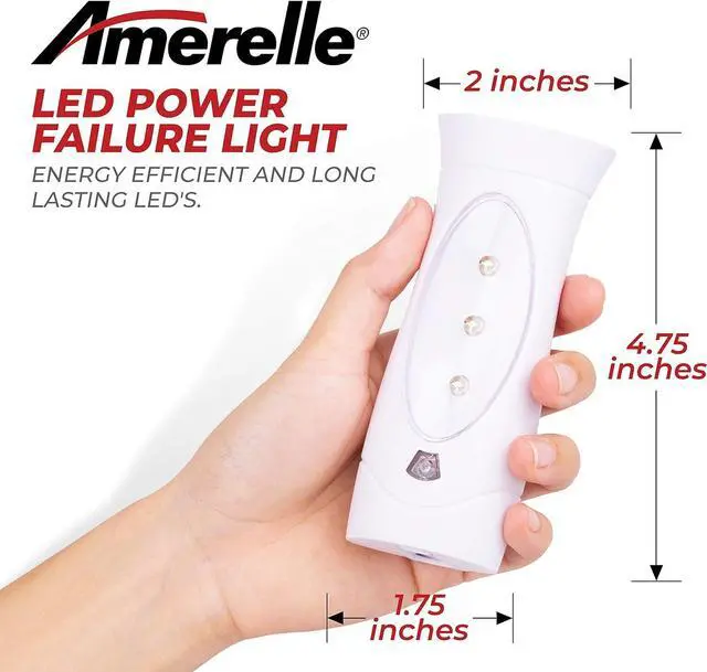 Alt view image 4 of 7 - Amerelle LED Emergency Lights For Home Power Failure, 3 Pack - Triple Function Power Failure Light and Plug In Flashlight Combo, With Rechargeable Battery - Be Snow Storm & Hurricane Ready (71134)