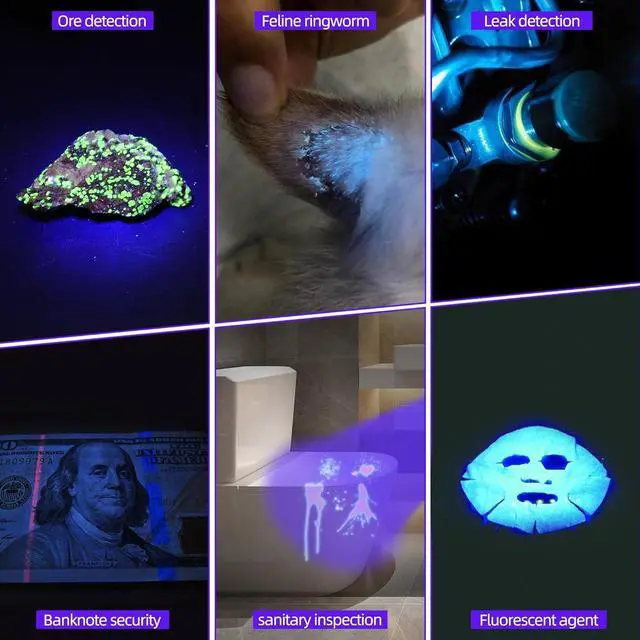 Alt view image 6 of 6 - DARKDAWN UV Flashlight 365nm Light Mini USB Rechargeable Ultraviolet LED Blacklight Woods Lamp Powerful Fluorescent Portable Detector for Pet Urine Stains, Uranium Glass, Money, Resin Curing