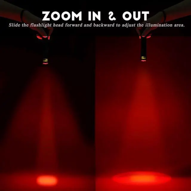 Alt view image 3 of 6 - Red Flashlight Rechargeable High/Low Red Light & White Light 3 Modes for Astronomy Aviation Night Observation
