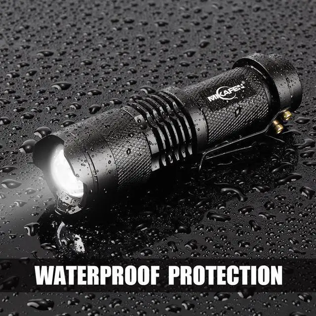 Alt view image 3 of 7 - 5 Pack Mini Flashlights LED Flashlight 300lm Adjustable Focus Zoomable Light (Black)