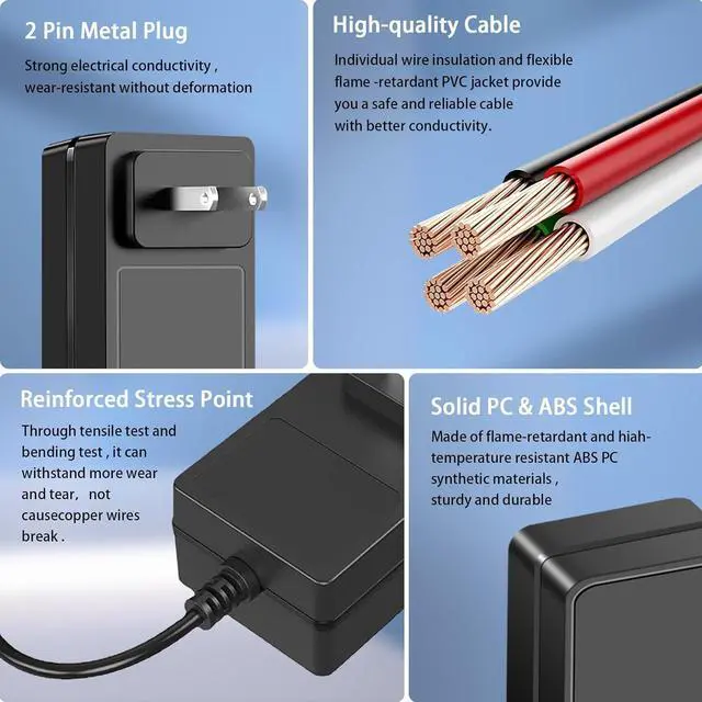 Alt view image 7 of 7 - 5V 3A Power Supply Adapter, 100~240V AC to DC 5 Volt 3A 2.5A 2.0A 1.5A 1A 0.5A Converter with 8 Tips for Led Strip, String Lights, CCTV Cameras, Security System and More