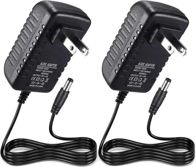 Main image of TOBWOLF 2PCS 5V 2A Power Supply Adapter, DC 5V 10W Switching Power Adapter, AC 100V-240V to DC 5 Volt 2 Amp Universal Switching Transformer, 5.5 x 2.5mm Plug for Router, CCTV Camera, Cordless Phone
