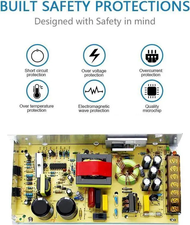 Alt view image 3 of 7 - SHNITPWR 12V 15A 180W Power Supply Adapter 110V / 220V AC to DC Universal Regulated Switching Power Converter Transformer LED Driver for LED Light Strip 3D Printer CCTV Security System LCD Monitor