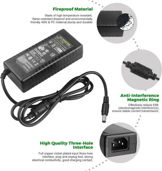 Alt view image 5 of 7 - 12V 8A Power Supply Adapter - AC 100-240V 50/60Hz to DC 12V 7.5A 8A (Max) Power Adapter 5.5x2.5mm 12 Volt Transformers 12V/8A Universal 96W for 5050 3528 LED Strip Light CCTV Cameras