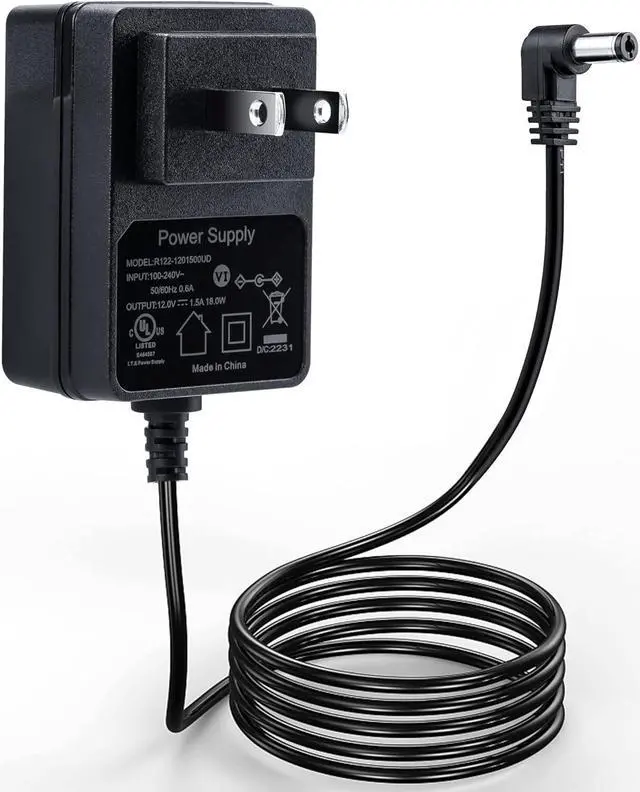 Alt view image 4 of 6 - 6.5ft Cable 12V 2A Power Supply with 90 Degree Angle, 12V/2A 24W Wall Plug Charger AC Adapter 5.5mm x 2.1mm for LED Light Panel Light Strip Camera Monitor Router (200cm Cord)