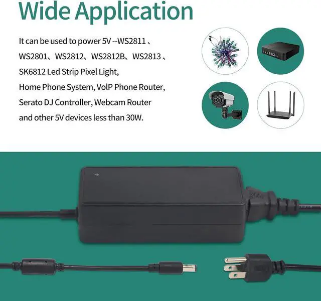 Alt view image 6 of 7 - 12V 5A Power Supply Adapter 100-240V AC to DC Converter with 5.5X 2.5/2.1mm Plug 12 Volt 5 Amp 4A 3A 2A 1A Switching Power Supply AC/DC Adapter for 12V 5050 3528 LED Strip Module Light