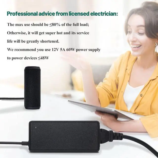 Alt view image 7 of 7 - 12V 5A Power Supply Adapter 100-240V AC to DC Converter with 5.5X 2.5/2.1mm Plug 12 Volt 5 Amp 4A 3A 2A 1A Switching Power Supply AC/DC Adapter for 12V 5050 3528 LED Strip Module Light