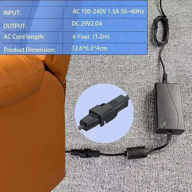 Alt view image 6 of 6 - Recliner Power Supply,YHWSHINE Power Recliner or Lift Chair29V2A AC/DC Adapter Switching Power Supply Transformer for Lift Chair or Power Recliner with 4 Feet AC cable.