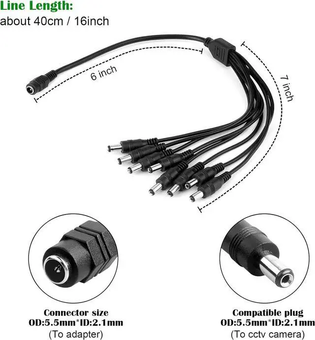 Alt view image 3 of 7 - 12V 10A Power Supply - LeTaoXing AC 100-240V to DC 12V 120W Switching Power Adapter 12 Volt Transformers 12V/10A Universal with 5.5x2.1mm dc 1 Female to 8 Male Power Splitter Cable
