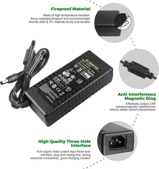 Alt view image 5 of 7 - 12V 7A Power Supply, AC 100-240V to DC 12V 7A Adapter, 5.5x2.5mm Barrel Connector, Compatible with LED Strip Lights, LCD Monitor, CCTV Cameras
