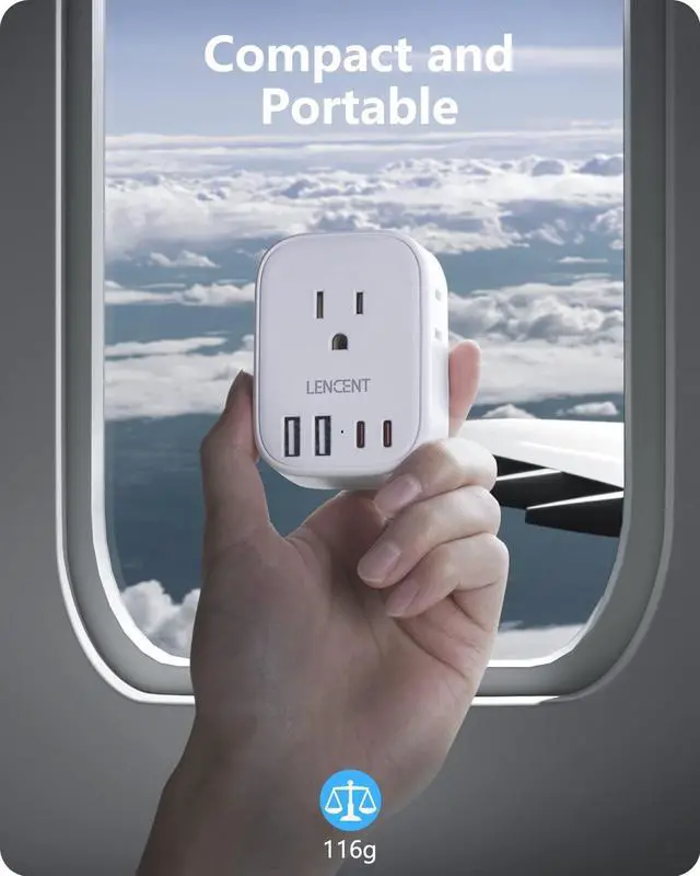 Alt view image 6 of 7 - LENCENT Germany France Travel Power Adapter, Schuko Type E F Power Plug Adaptor with 4 USB Ports(2 Type C), 4 Outlet Converter, US to EU Spain French German Greece Norway Iceland South Korea Portugal