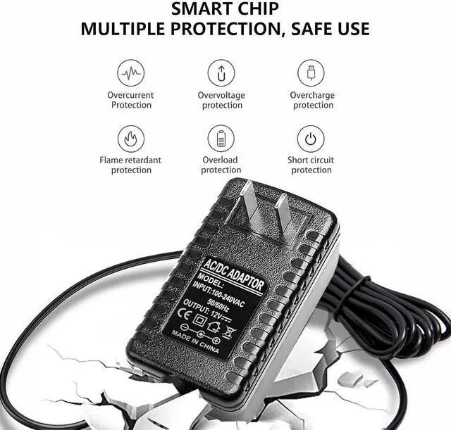 Alt view image 2 of 6 - 12V 2A 1A Power Supply AC Adapter with 8 Tips Regulated 12 Volts 2000mA Replacement Charger Cord Cable for LED Strip Light CCTV Camera BT Speaker GPS Webcam Router DC 12V Converter (6ft)
