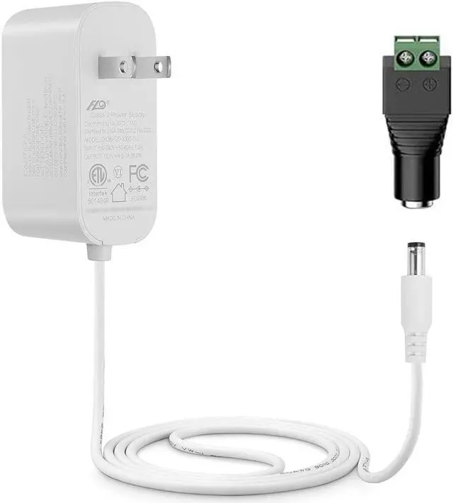 Main image of Tonton 36W 12V 3A/3000mA Power Supply Adapter 6ft Cord DC Power Cable to 110-240V AC Adapter UL/CE/FCC Certified 5.5mmx2.1mm DC Plug with LED Terminal Connector for LED Strip Light,CCTV Camera(White)