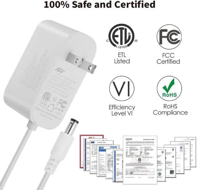 Alt view image 5 of 7 - Tonton 36W 12V 3A/3000mA Power Supply Adapter 6ft Cord DC Power Cable to 110-240V AC Adapter UL/CE/FCC Certified 5.5mmx2.1mm DC Plug with LED Terminal Connector for LED Strip Light,CCTV Camera(White)