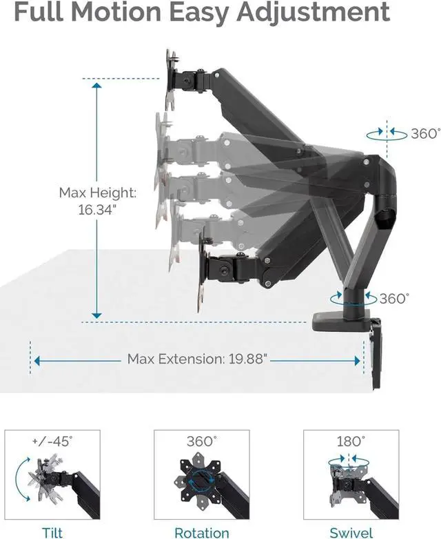 Alt view image 4 of 7 - Fellowes 8042501 Platinum Series Adjustable Computer Monitor Stand for 2 Monitors with Dual Monitor Arms, 32 Inch Monitor Capacity
